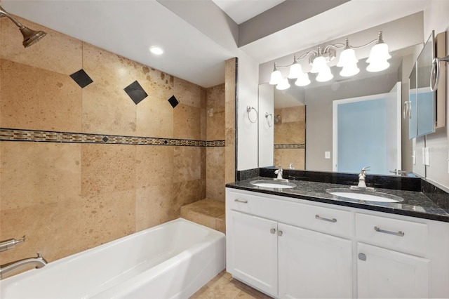 428 Klosterman Rd W, W, Palm Harbor, FL 34683 - bathroom with double vanity and shower / tub combination