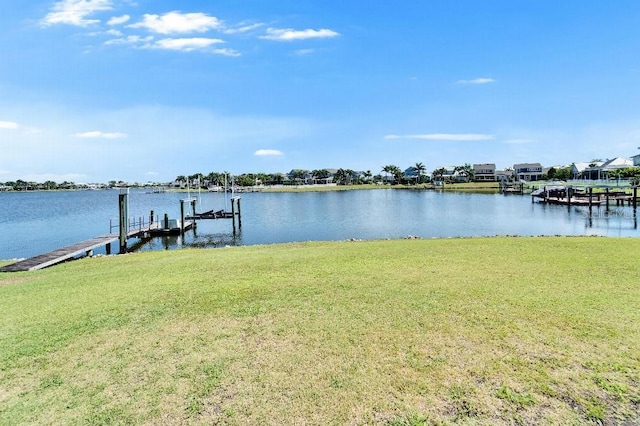 5205 Brighton Shore Dr, Apollo Beach, FL 33572 - dock with a yard, a water view, and boat lift