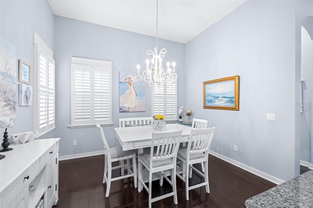 511 Winterside Dr, Apollo Beach, FL 33572 - dining room with dark wood-type flooring and a chandelier