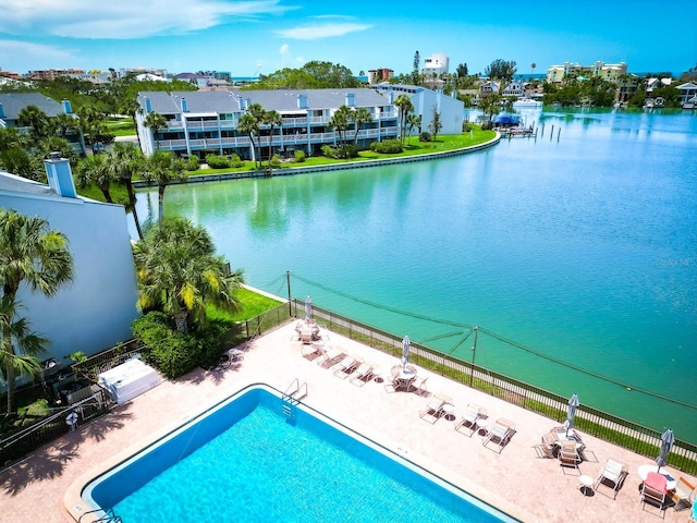 12132 Capri Cir S, Treasure Island, FL 33706 - community pool with a water view and a patio area