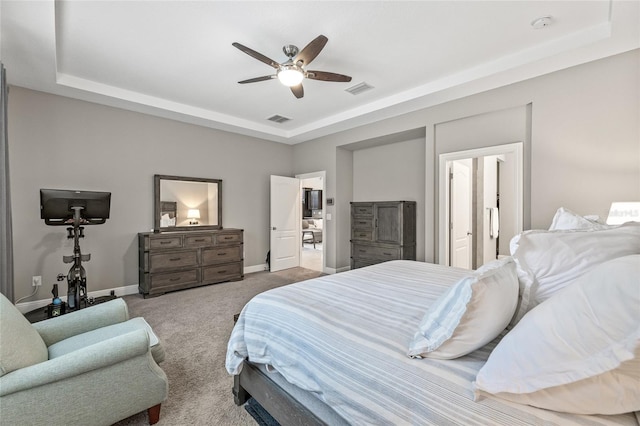 7114 Bowspirit Pl, Apollo Beach, FL 33572 - bedroom featuring a raised ceiling, carpet floors, and a ceiling fan