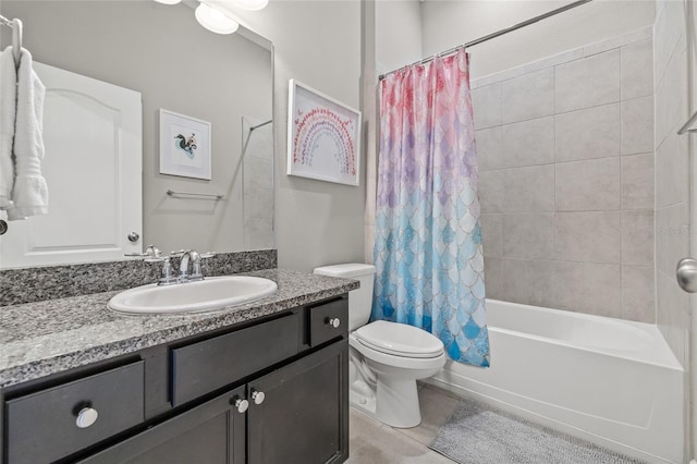 7114 Bowspirit Pl, Apollo Beach, FL 33572 - bathroom with tile patterned flooring, vanity, and shower / bathtub combination with curtain