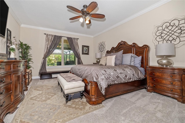 165 Mobbly Bay Dr, Oldsmar, FL 34677 - bedroom featuring crown molding, carpet, and a ceiling fan