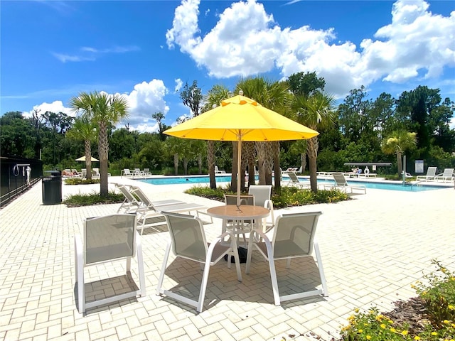 2175 Old Mining Rd, Lakeland, FL 33801 - view of patio / terrace with a community pool and view of scattered trees