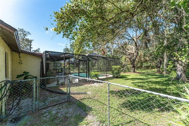 11307 Sandpine Rd, Riverview, FL 33569 - fenced backyard featuring an outdoor pool, a gate, and glass enclosure