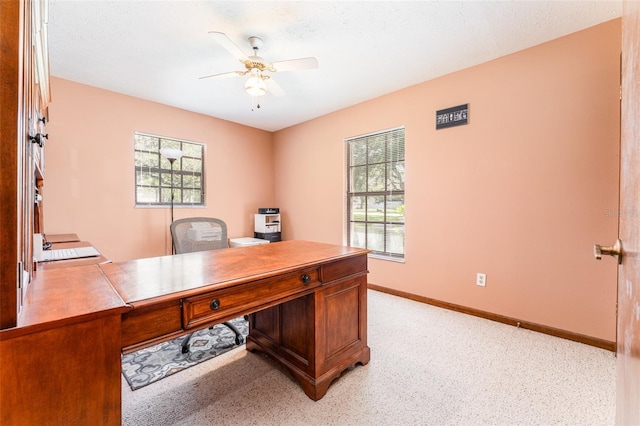 11307 Sandpine Rd, Riverview, FL 33569 - office area with ceiling fan and healthy amount of natural light
