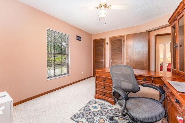 11307 Sandpine Rd, Riverview, FL 33569 - office area featuring light colored carpet and ceiling fan
