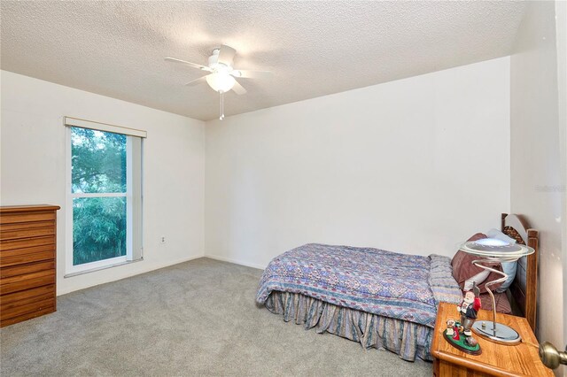 15917 Dover Cliffe Dr, Lutz, FL 33548 - carpeted bedroom with a ceiling fan and a textured ceiling