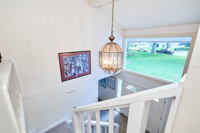 15917 Dover Cliffe Dr, Lutz, FL 33548 - staircase with a chandelier