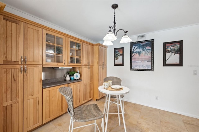 21906 Shamu Dr, Land O Lakes, FL 34639 - dining room with a chandelier and crown molding