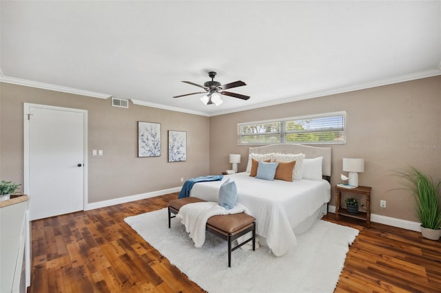 21906 Shamu Dr, Land O Lakes, FL 34639 - bedroom featuring wood finished floors, crown molding, and ceiling fan