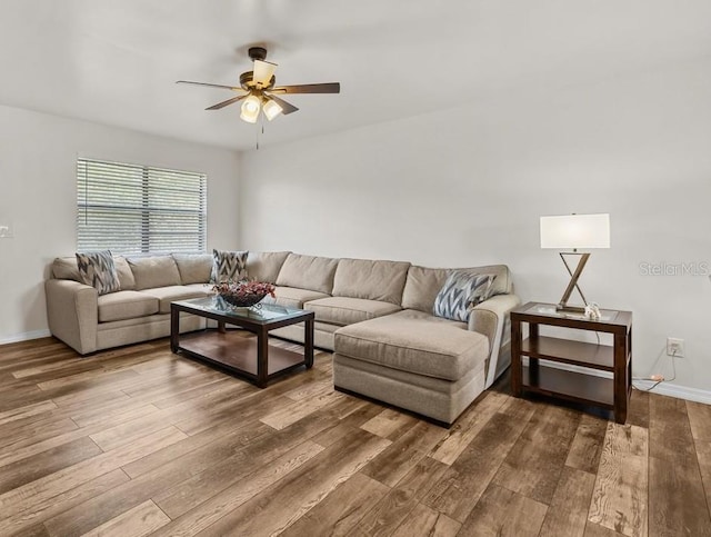 4945 91st Ave N Unit 30, Pinellas Park, FL 33782 - living room with wood finished floors and ceiling fan