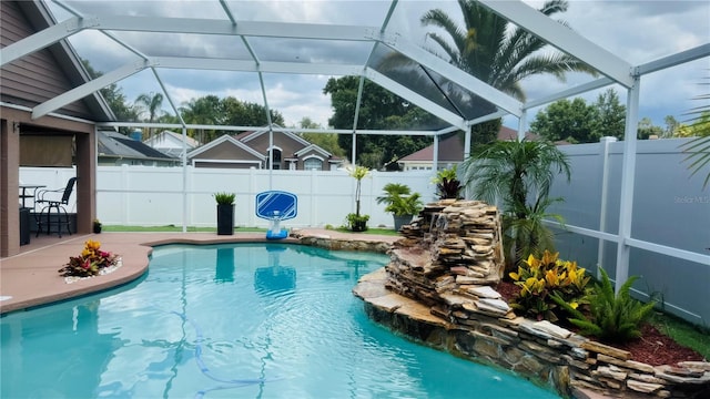 28826 Windover St, Wesley Chapel, FL 33545 - view of pool featuring a fenced backyard, a lanai, and a patio area