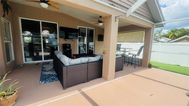 28826 Windover St, Wesley Chapel, FL 33545 - view of patio / terrace with a ceiling fan, outdoor lounge area, and outdoor dining space