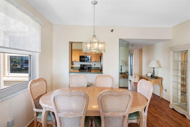 7892 Sailboat Key Blvd S Unit 408, South Pasadena, FL 33707 - dining room with a chandelier, wood finished floors, and a textured ceiling