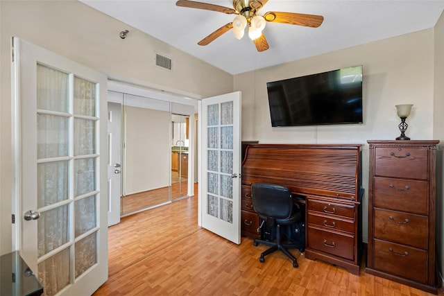 7892 Sailboat Key Blvd S Unit 408, South Pasadena, FL 33707 - office space with french doors, light wood-type flooring, and ceiling fan