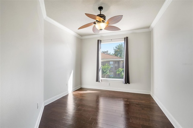 4920 Anniston Cir, Tampa, FL 33647 - spare room featuring a ceiling fan, hardwood / wood-style floors, and crown molding