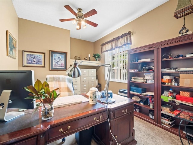 7606 Berna Ln, Land O Lakes, FL 34637 - office area with ceiling fan and carpet