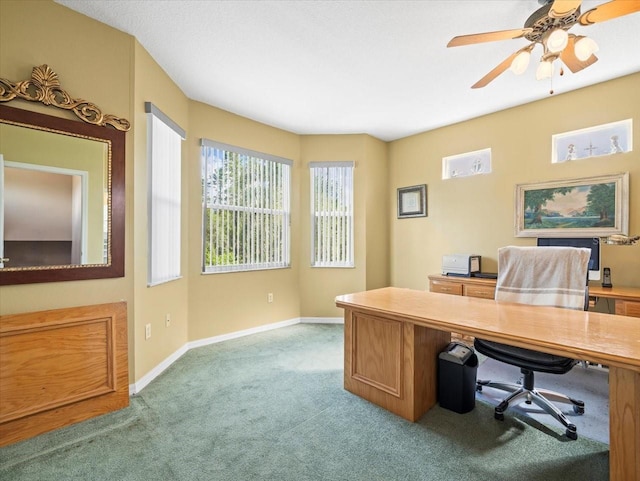 7606 Berna Ln, Land O Lakes, FL 34637 - office featuring carpet floors and a ceiling fan