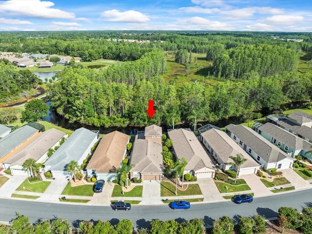 7606 Berna Ln, Land O Lakes, FL 34637 - aerial perspective of suburban area featuring a heavily wooded area