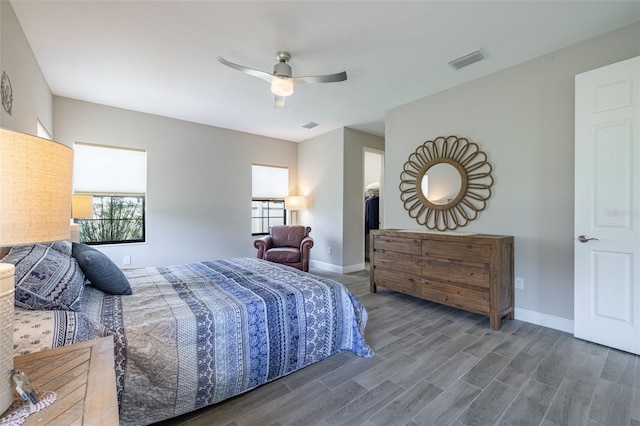 12652 Shetland Walk Dr, Lithia, FL 33547 - bedroom with wood finished floors, ceiling fan, and a walk in closet