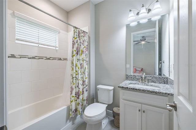 12652 Shetland Walk Dr, Lithia, FL 33547 - bathroom featuring vanity, shower / bath combination with curtain, and ceiling fan