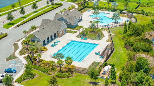 12652 Shetland Walk Dr, Lithia, FL 33547 - drone / aerial view of a pool area