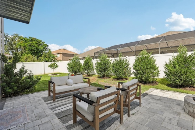 1802 Regal Mist Loop, Trinity, FL 34655 - fenced backyard featuring a patio area and an outdoor living space