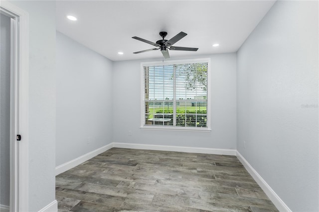 10520 White Lake Ct Unit 10520, Tampa, FL 33626 - empty room with a ceiling fan, wood finished floors, and recessed lighting