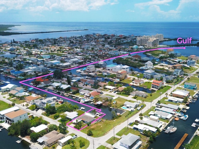 13931 King Ave, Hudson, FL 34667 - aerial view of residential area featuring a nearby body of water and property boundaries highlighted