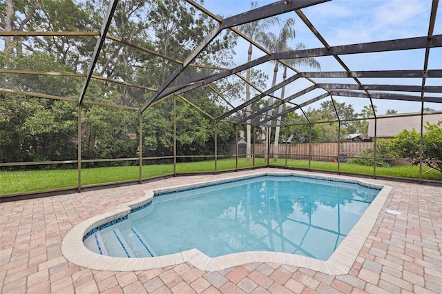 10053 W Bay St, Seminole, FL 33776 - view of swimming pool with a patio area and glass enclosure