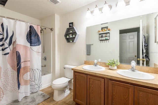 4132 Festival Pointe Blvd, Mulberry, FL 33860 - full bath with double vanity, shower / bath combination with curtain, and tile patterned floors