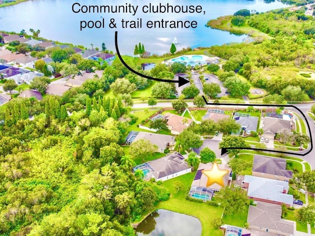 6804 Pleasant Oaks Pl, Riverview, FL 33578 - aerial view of residential area with a nearby body of water