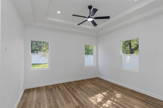 1213 E Lemon St, Tarpon Springs, FL 34689 - empty room with plenty of natural light, a tray ceiling, light wood-style floors, and recessed lighting