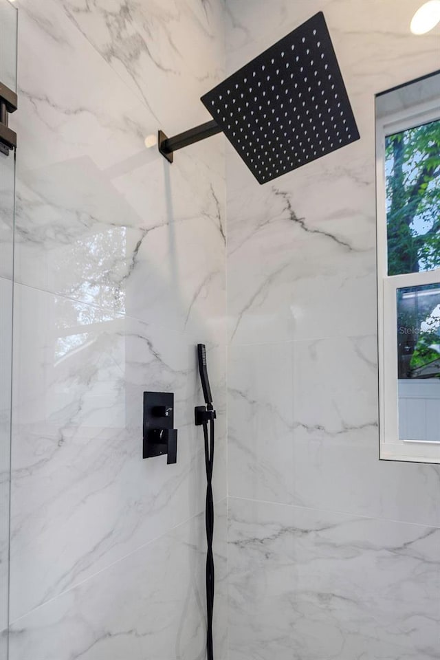 1213 E Lemon St, Tarpon Springs, FL 34689 - bathroom view of a marble finish shower