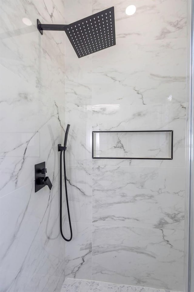 1213 E Lemon St, Tarpon Springs, FL 34689 - bathroom featuring a marble finish shower