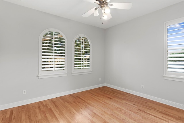 3307 W Knights Ave, Tampa, FL 33611 - spare room with light wood-style flooring, a ceiling fan, and plenty of natural light