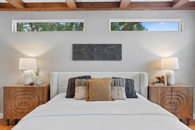 3307 W Knights Ave, Tampa, FL 33611 - bedroom with beamed ceiling and wood finished floors