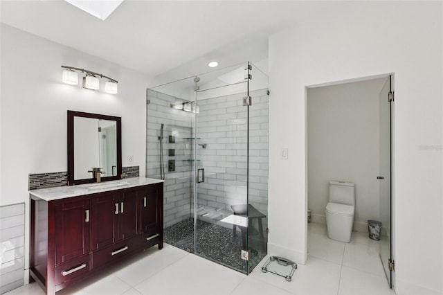 126 Holly Tree Ln, Brandon, FL 33511 - full bathroom featuring vanity, a shower stall, and tile patterned floors
