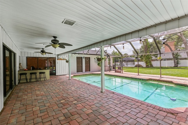 126 Holly Tree Ln, Brandon, FL 33511 - view of pool with a patio area, a lanai, and ceiling fan