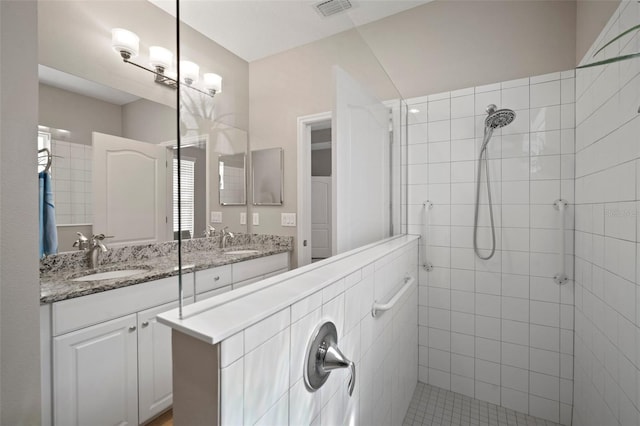 6408 Seasound Dr, Apollo Beach, FL 33572 - full bath with tiled shower and double vanity