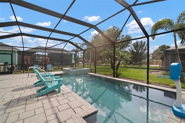 6408 Seasound Dr, Apollo Beach, FL 33572 - view of pool with a patio, a pool with connected hot tub, and a lanai