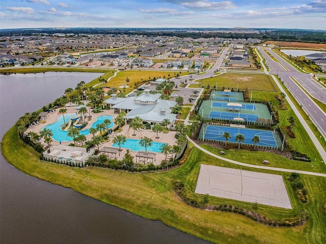6408 Seasound Dr, Apollo Beach, FL 33572 - bird's eye view of a pool area and a nearby body of water