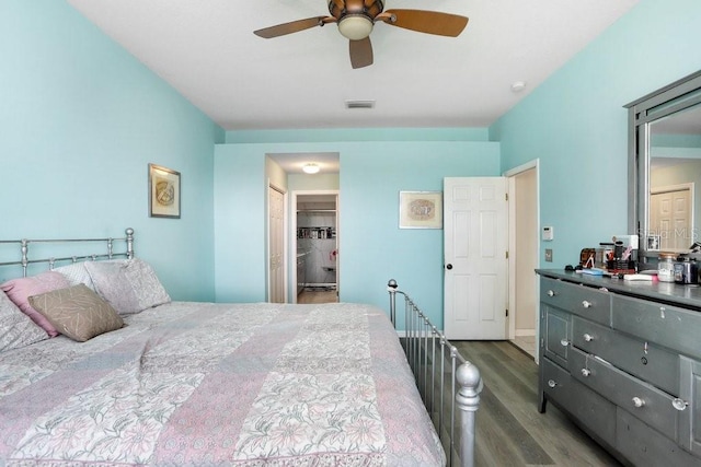 30247 Emmetts Ct, Wesley Chapel, FL 33543 - bedroom with wood finished floors, a spacious closet, and ceiling fan