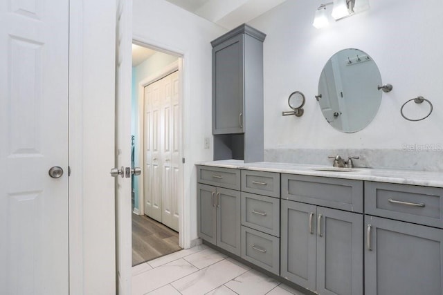 30247 Emmetts Ct, Wesley Chapel, FL 33543 - bathroom with vanity and marble finish floors