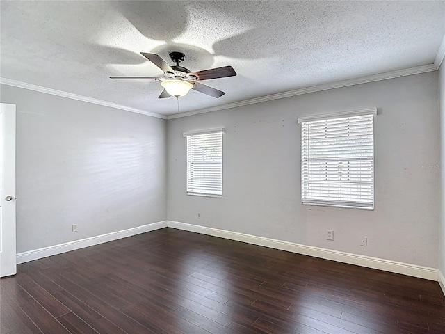 4002 Hudson Ter, Tampa, FL 33618 - spare room with hardwood / wood-style flooring, a ceiling fan, a textured ceiling, and crown molding