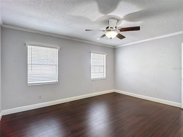 4002 Hudson Ter, Tampa, FL 33618 - empty room with hardwood / wood-style flooring, ceiling fan, crown molding, and a textured ceiling