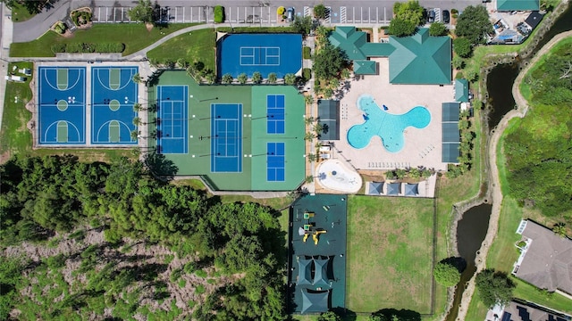 1822 Sassafras Dr, Wesley Chapel, FL 33543 - aerial view of property and surrounding area with a pool