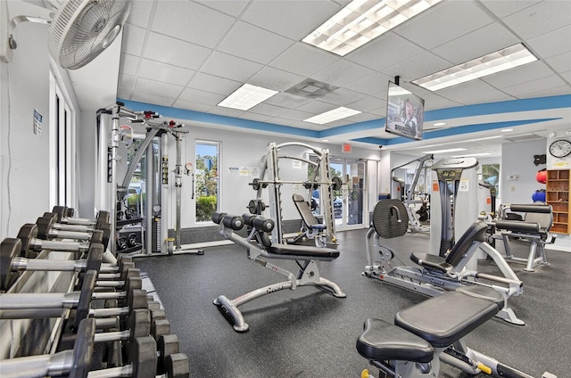 1822 Sassafras Dr, Wesley Chapel, FL 33543 - gym featuring a paneled ceiling