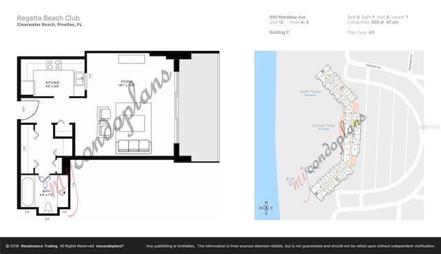880 Mandalay Ave Unit C412, Clearwater Beach, FL 33767 - view of floor plan / room layout